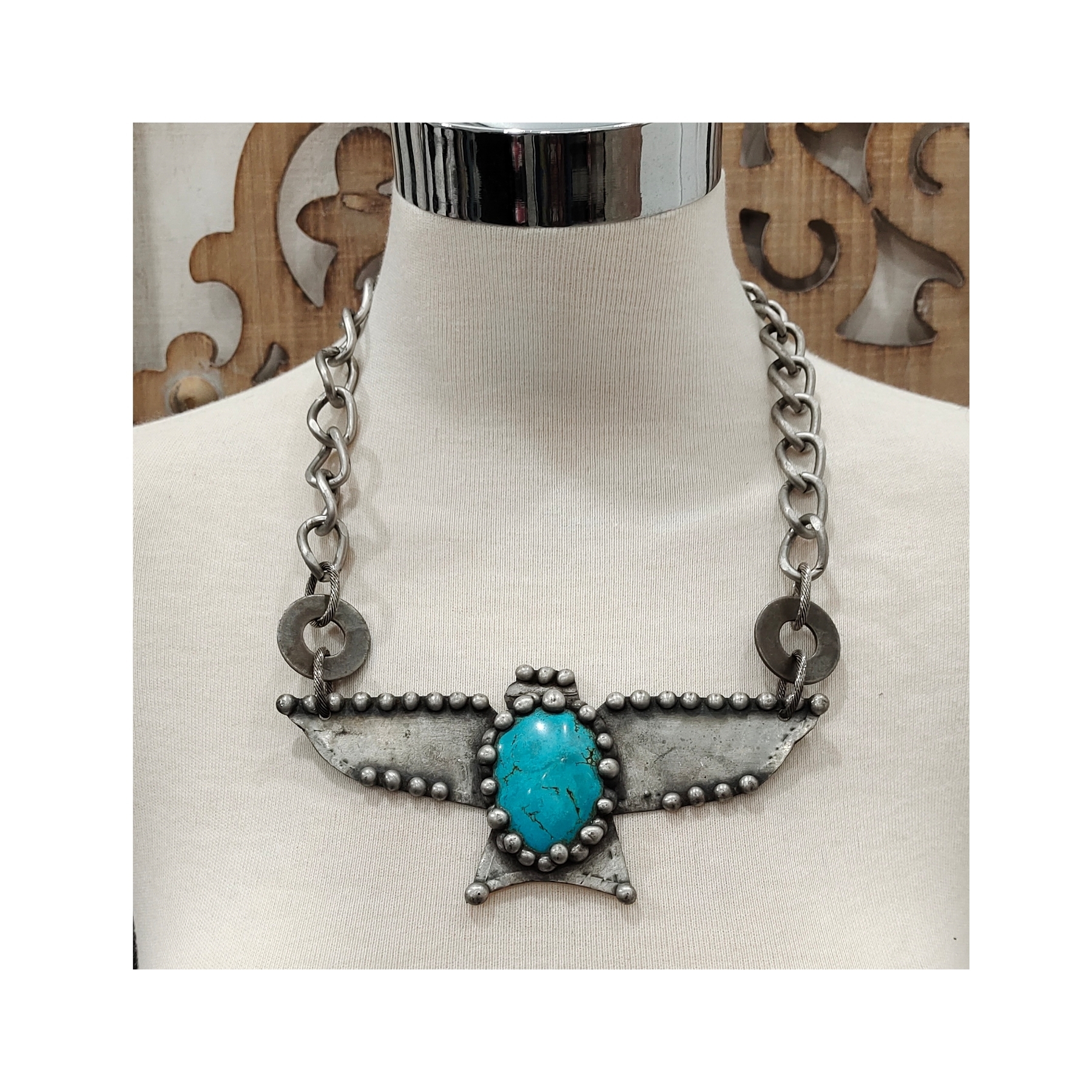 Artisan Silver And Turquoise Statement Necklace